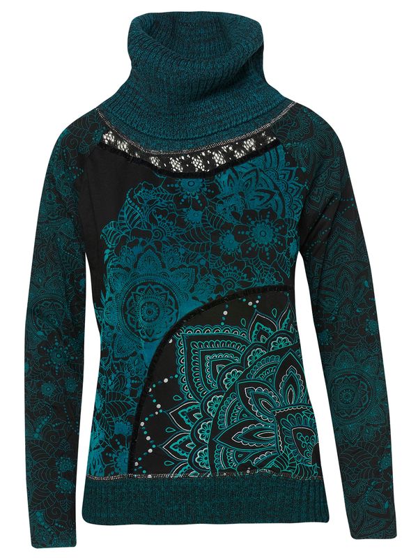 KOROSHI KOROSHI Тениска  циан / черно / бяло