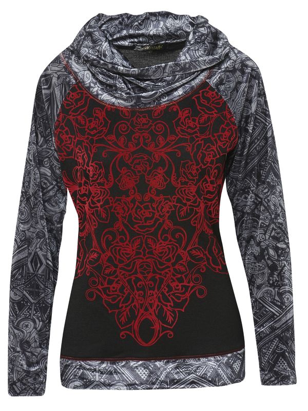 KOROSHI KOROSHI Тениска  камък / тъмночервено / черно