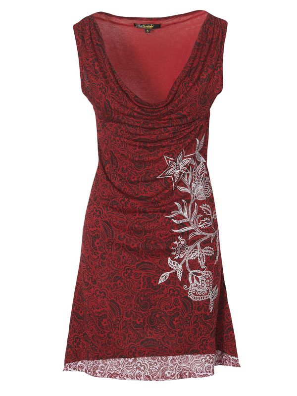 KOROSHI KOROSHI Тениска  карминено червено / черно / бяло