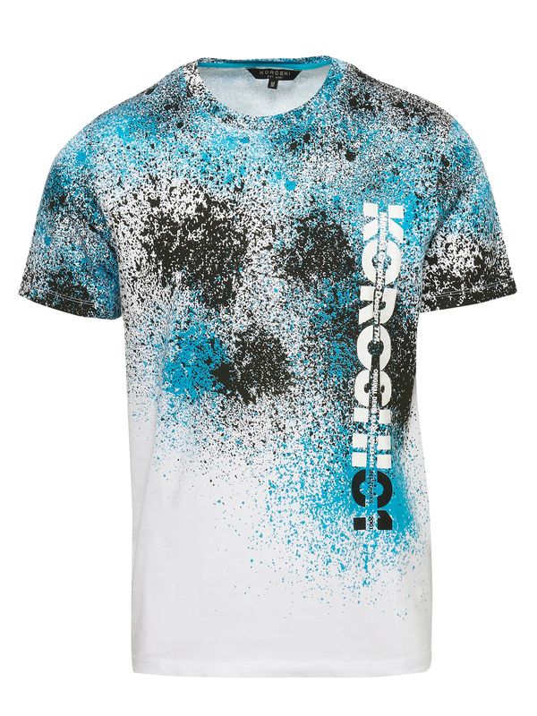KOROSHI KOROSHI Тениска  лазурно синьо / черно / бяло