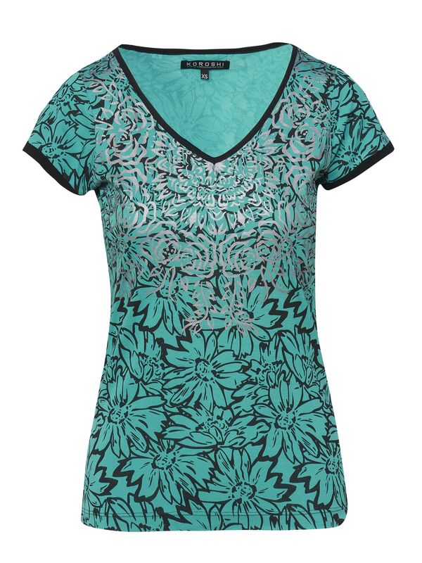 KOROSHI KOROSHI Тениска  мента / черно / сребърно