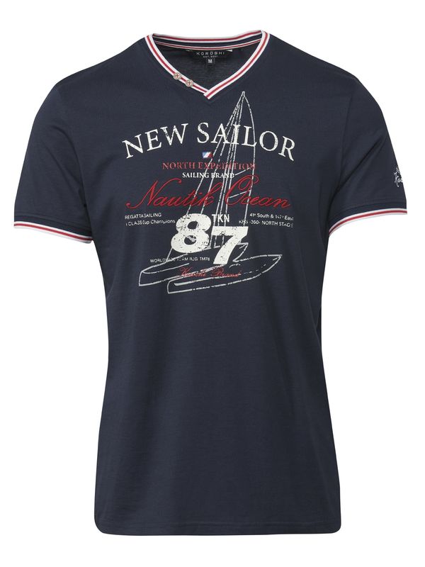 KOROSHI KOROSHI Тениска  нейви синьо / червено / бяло