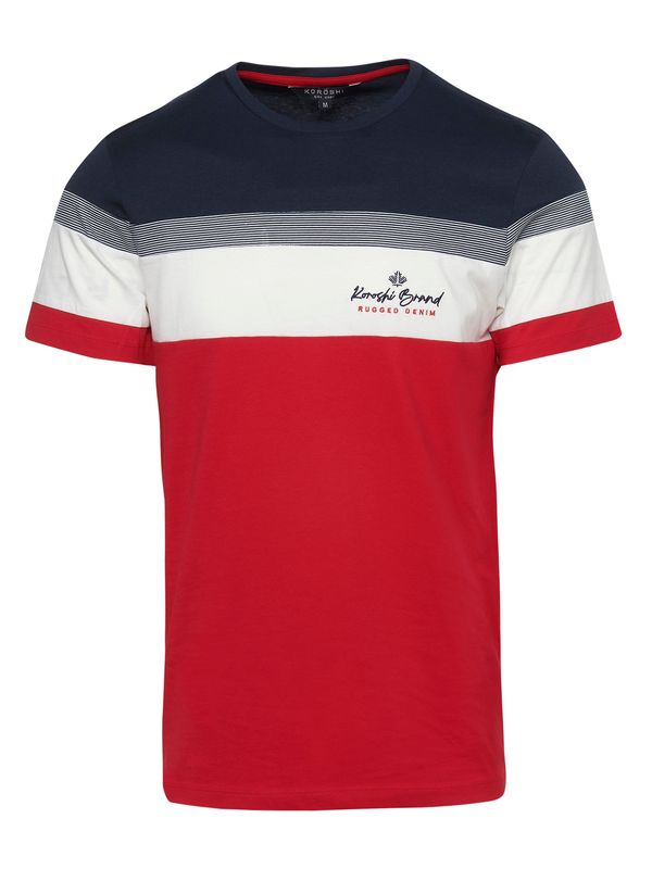 KOROSHI KOROSHI Тениска  нейви синьо / сиво / червено / бяло
