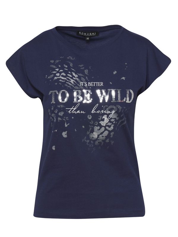 KOROSHI KOROSHI Тениска  нейви синьо / сребърно