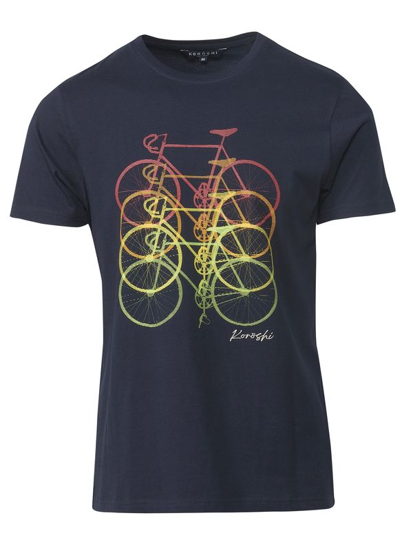 KOROSHI KOROSHI Тениска  нейви синьо / жълто / зелено / оранжево / розово