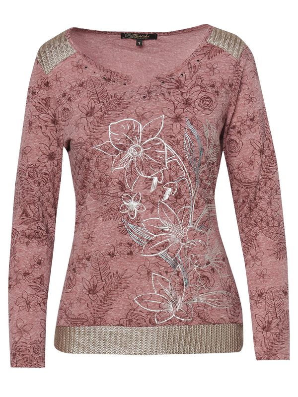 KOROSHI KOROSHI Тениска  пепел от рози / бордо / бяло