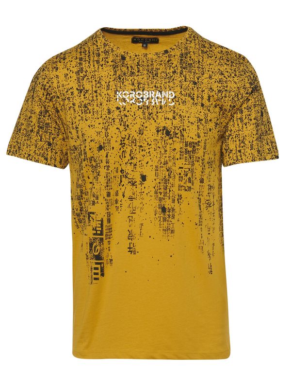 KOROSHI KOROSHI Тениска  шафран / черно / бяло
