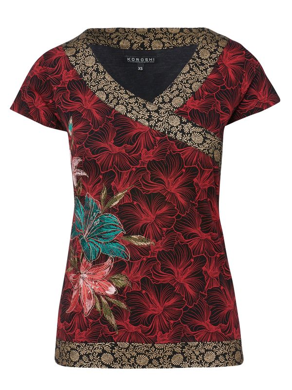 KOROSHI KOROSHI Тениска  синьо / злато / розово / червено