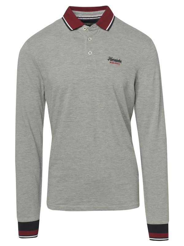 KOROSHI KOROSHI Тениска  сиво / бургундово червено / бяло