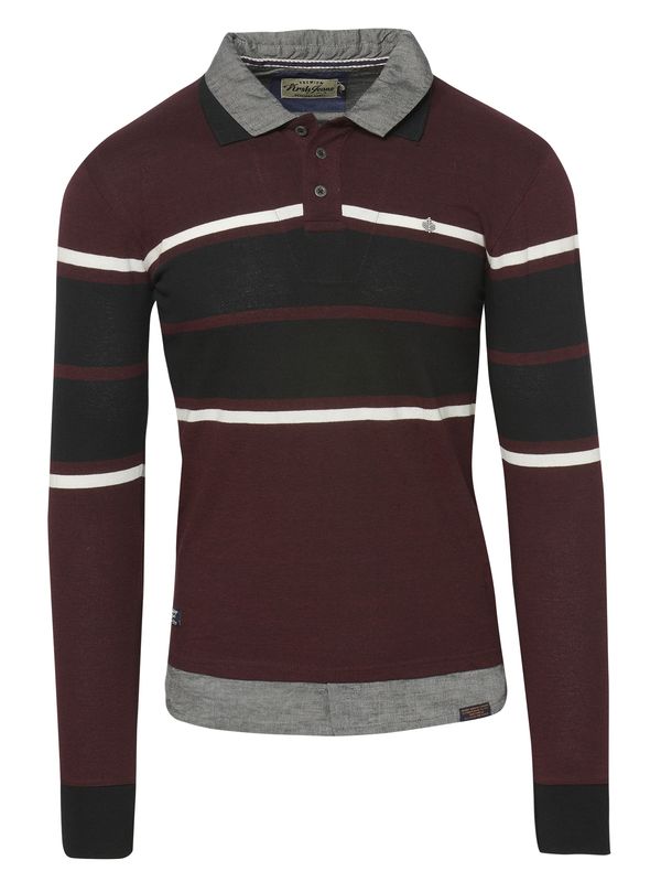 KOROSHI KOROSHI Тениска  сиво / бургундово червено / черно / бяло