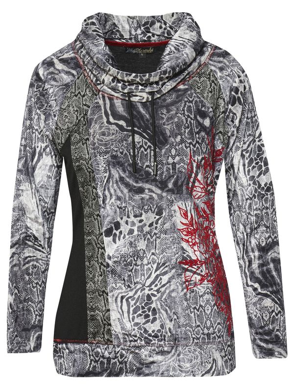 KOROSHI KOROSHI Тениска  сиво / червено / черно / бяло