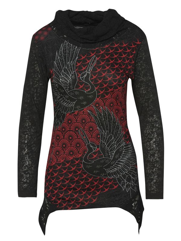 KOROSHI KOROSHI Тениска  сиво / червено / черно