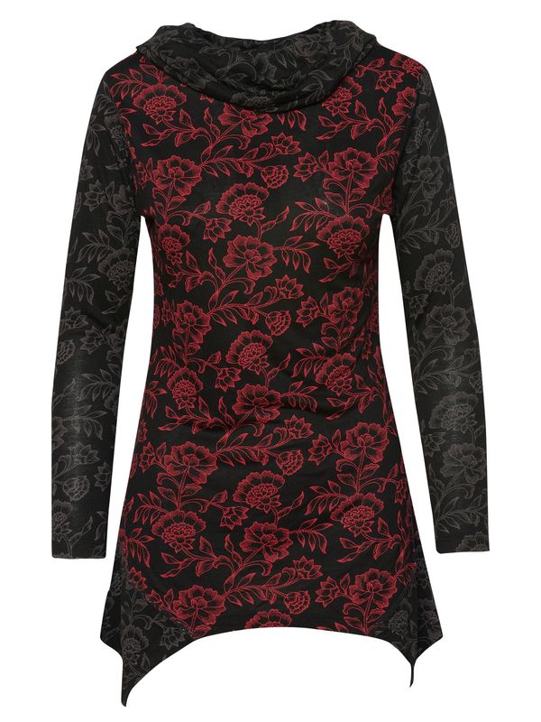 KOROSHI KOROSHI Тениска  сиво / червено / черно / мръсно бяло