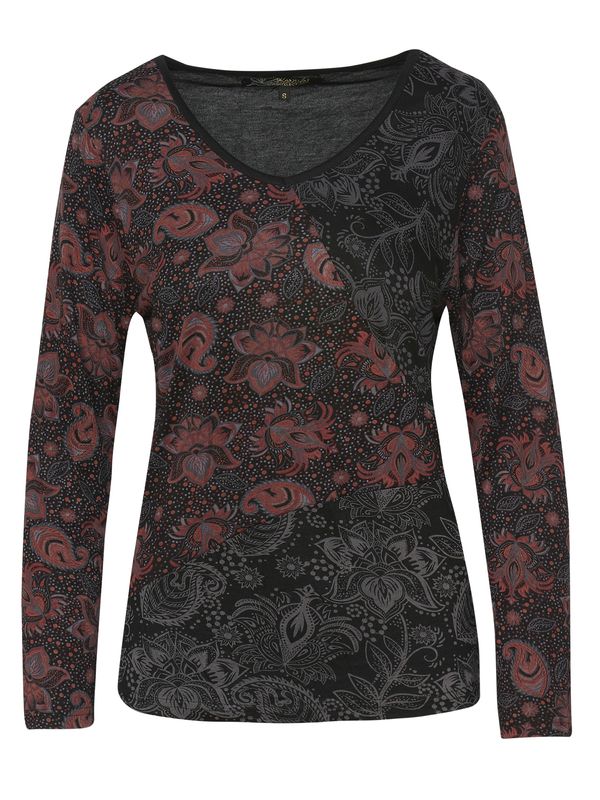 KOROSHI KOROSHI Тениска  сиво / червено / черно