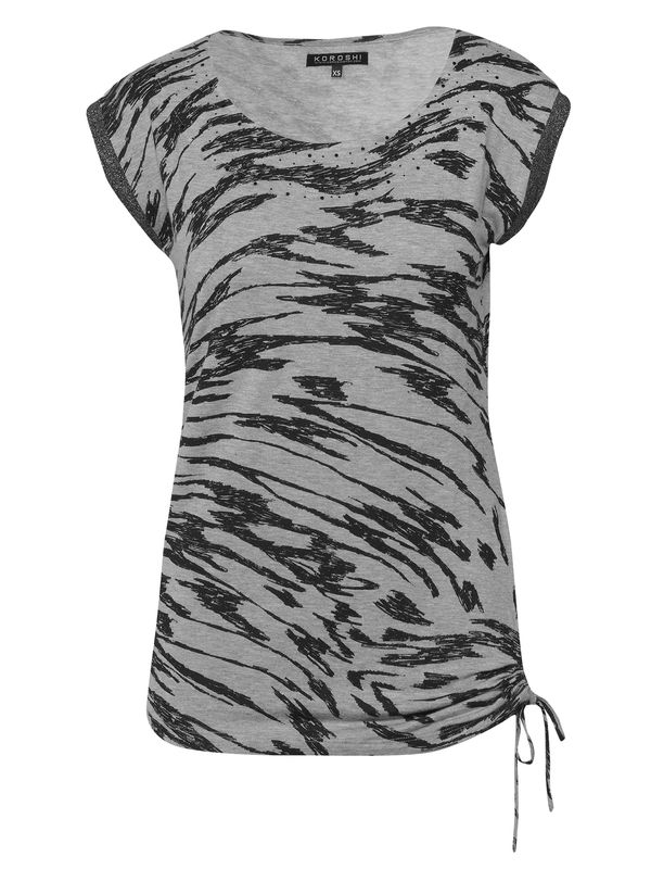 KOROSHI KOROSHI Тениска  светлосиво / черно