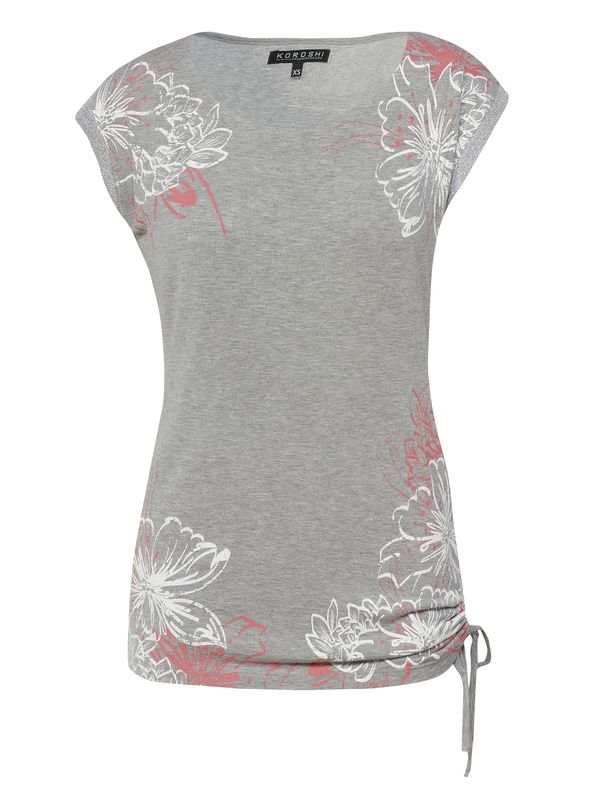 KOROSHI KOROSHI Тениска  светлосиво / корал / бяло