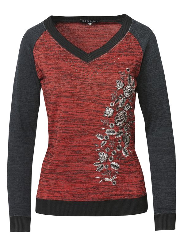 KOROSHI KOROSHI Тениска  светлосиво / тъмносиво / червено