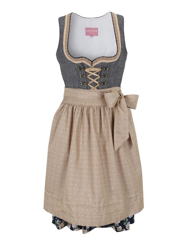 Krüger Madl Krüger Madl Рокля в стил Dirndl  бежово / кремаво / синьо / нейви синьо