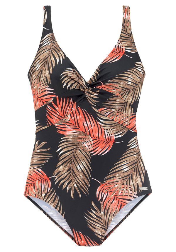 LASCANA LASCANA Бански костюм  кафяво / неоново оранжево / черно / бяло