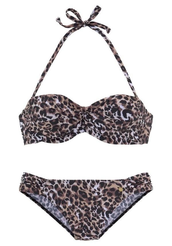 LASCANA LASCANA Бански тип бикини  кафяво / естествено бяло