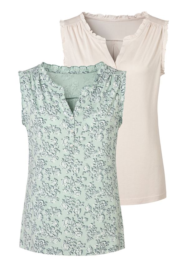 LASCANA LASCANA Блуза  бежово / мента / тъмнозелено