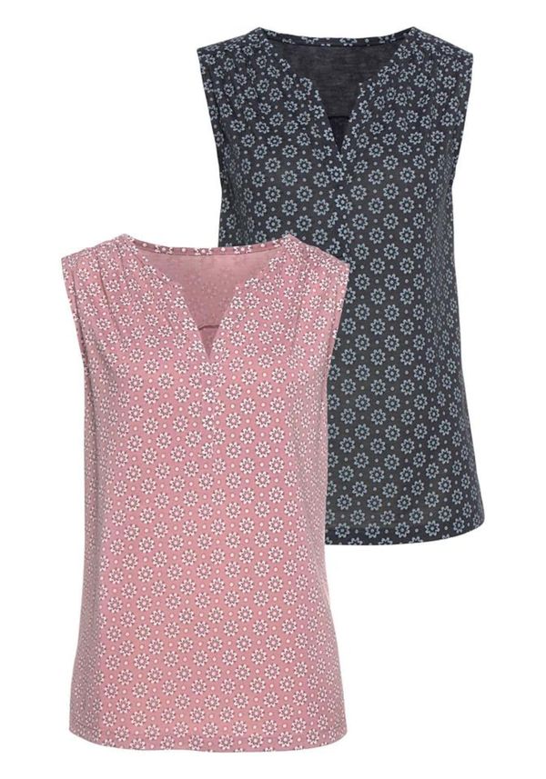 LASCANA LASCANA Блуза  нейви синьо / пепел от рози / бяло