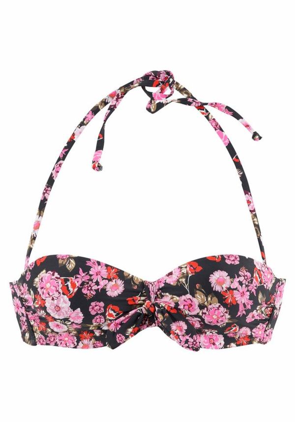 LASCANA LASCANA Горнище на бански 'Blümli'  розово / черно
