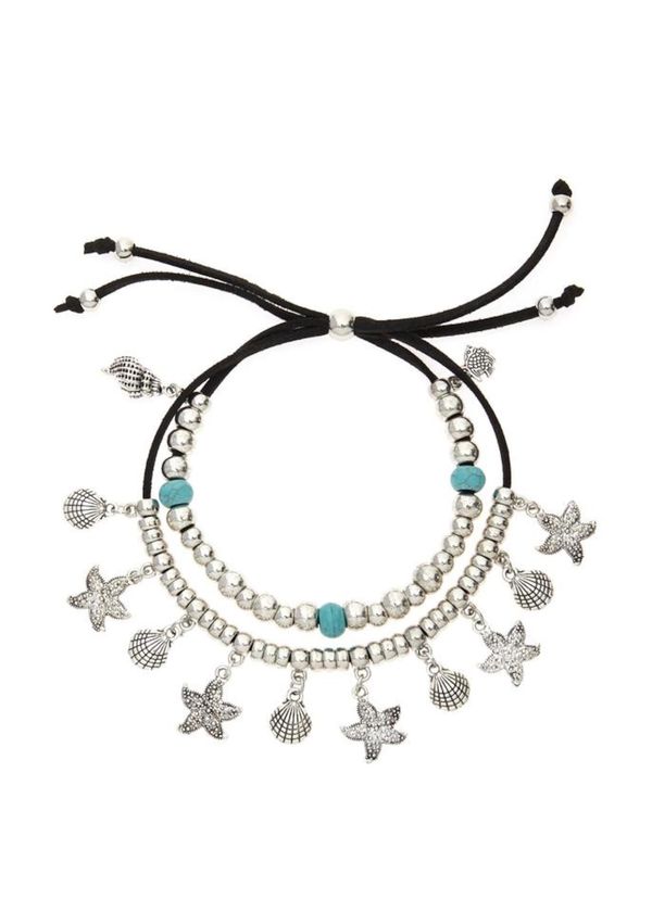 LASCANA LASCANA Гривна за крак  черно / сребърно