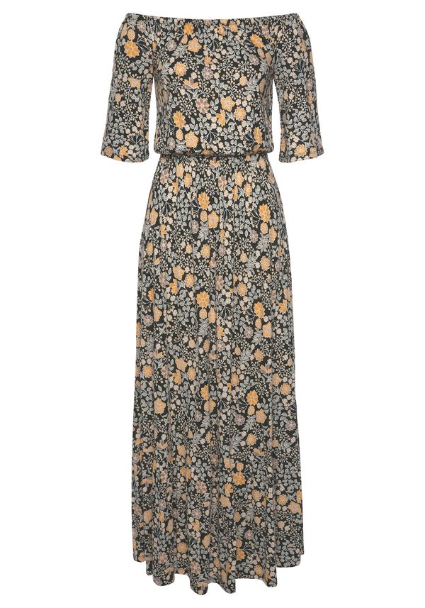 LASCANA LASCANA Лятна рокля  шафран / таупе сиво / сив меланж / черно