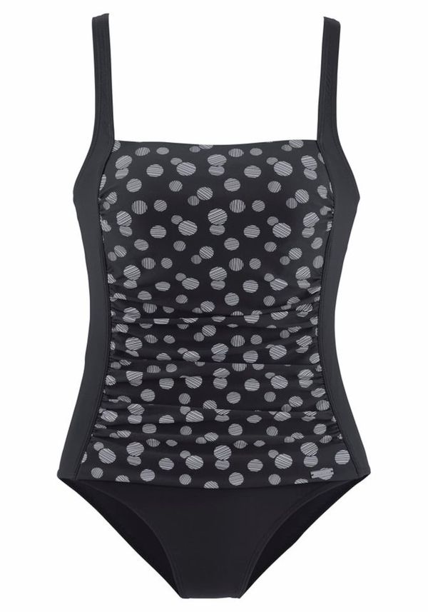 LASCANA LASCANA Оформящ цял бански  черно / бял памук