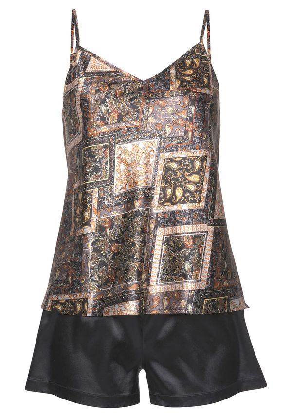 LASCANA LASCANA Пижама  коняк / златистожълто / таупе сиво / черно / бяло