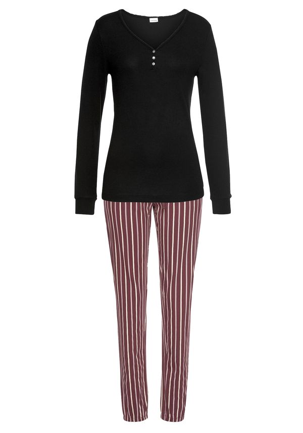 LASCANA LASCANA Пижама  пастелно червено / черно / бяло