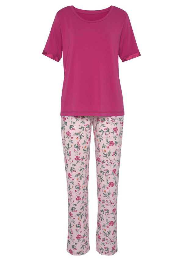 LASCANA LASCANA Пижама 'Summer'  тъмнозелено / циклама / мандарина / светлорозово / бяло