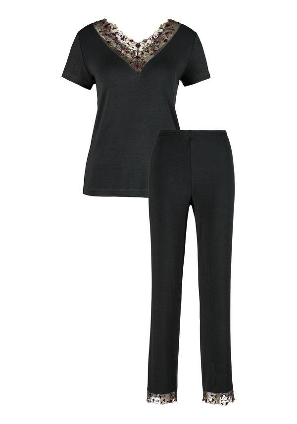 LASCANA LASCANA Пижама  злато / сиво / червено