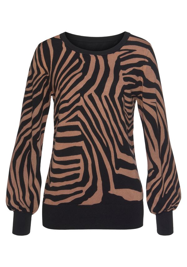 LASCANA LASCANA Пуловер  кафяво / черно