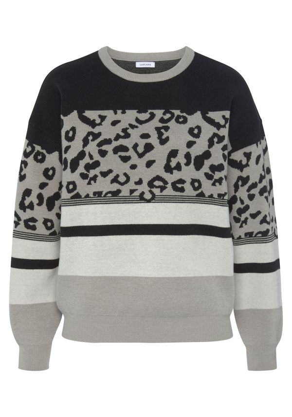 LASCANA LASCANA Пуловер  сиво / черно