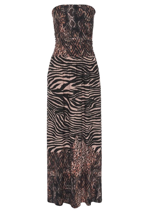 LASCANA LASCANA Рокля  светлокафяво / мандарина / черно