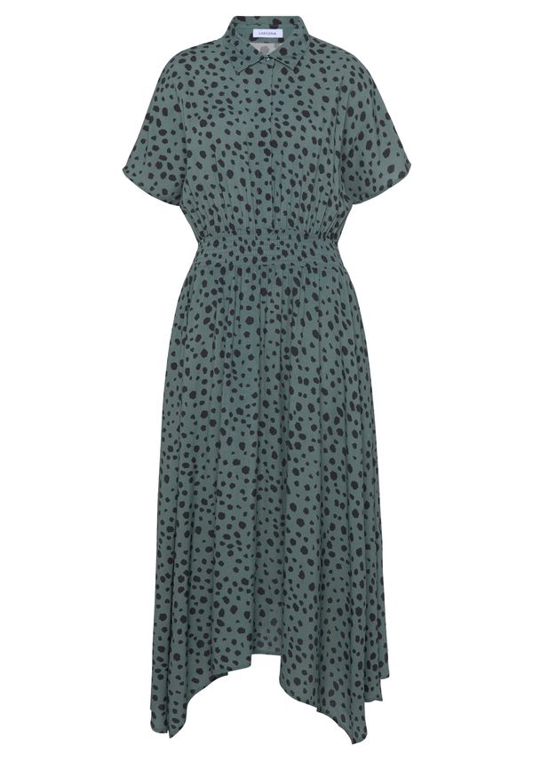 LASCANA LASCANA Рокля тип риза  зелено / черно