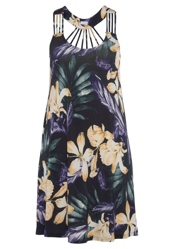 LASCANA LASCANA Рокля  зелено / тъмнолилаво / черно / бяло