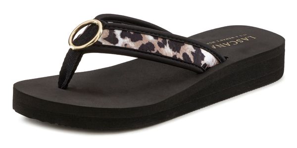 LASCANA LASCANA Сандали с разделител за пръстите  бежово / черно