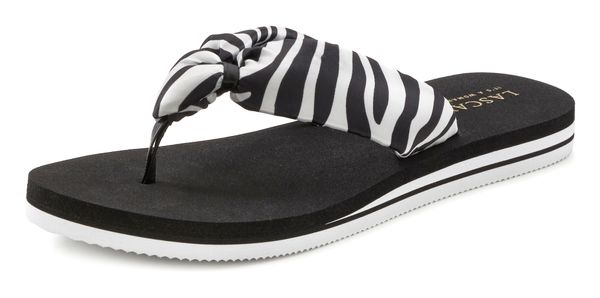 LASCANA LASCANA Сандали с разделител за пръстите 'Strandpanto'  черно / бяло