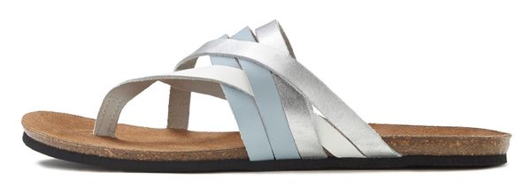 LASCANA LASCANA Сандали с разделител за пръстите  светлосиньо / сребърно / бяло