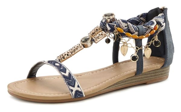 LASCANA LASCANA Сандали  златистожълто / злато / виолетов / бяло