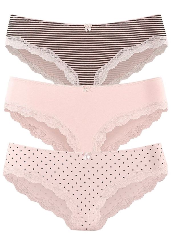 LASCANA LASCANA Слип  тъмносиво / бледорозово