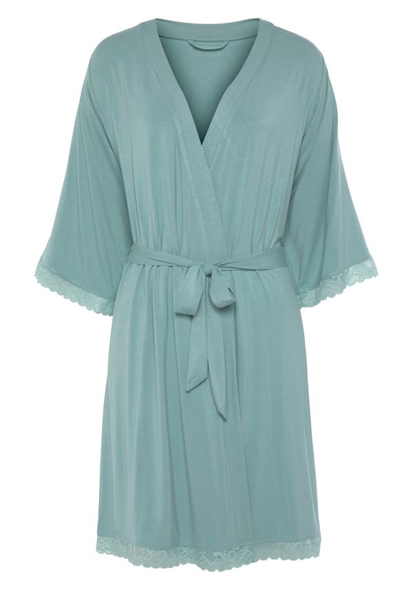 LASCANA LASCANA Сутрешен халат 'Summer Lace'  зелено