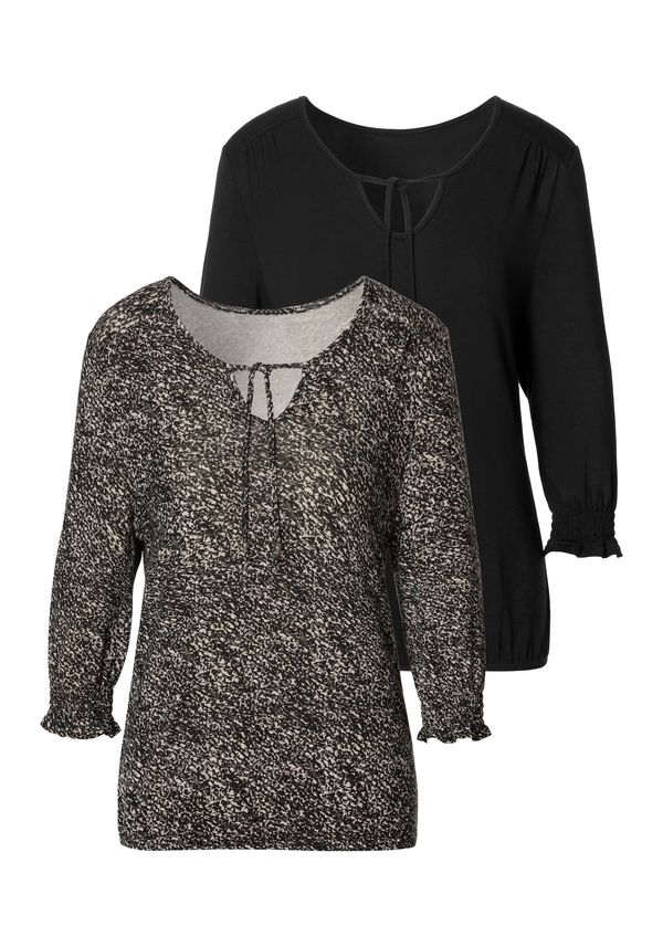 LASCANA LASCANA Тениска  бежово / кафяво / черно