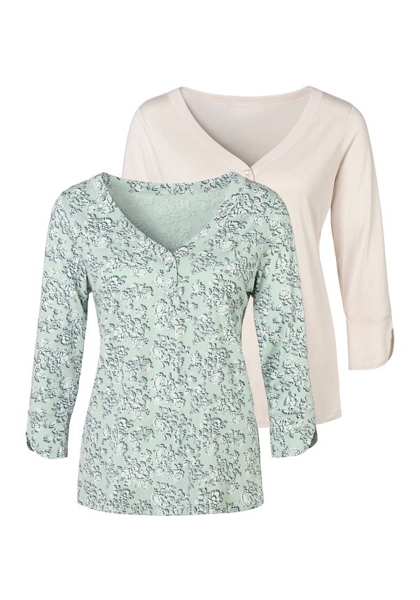 LASCANA LASCANA Тениска  бежово / петрол / мента / бяло