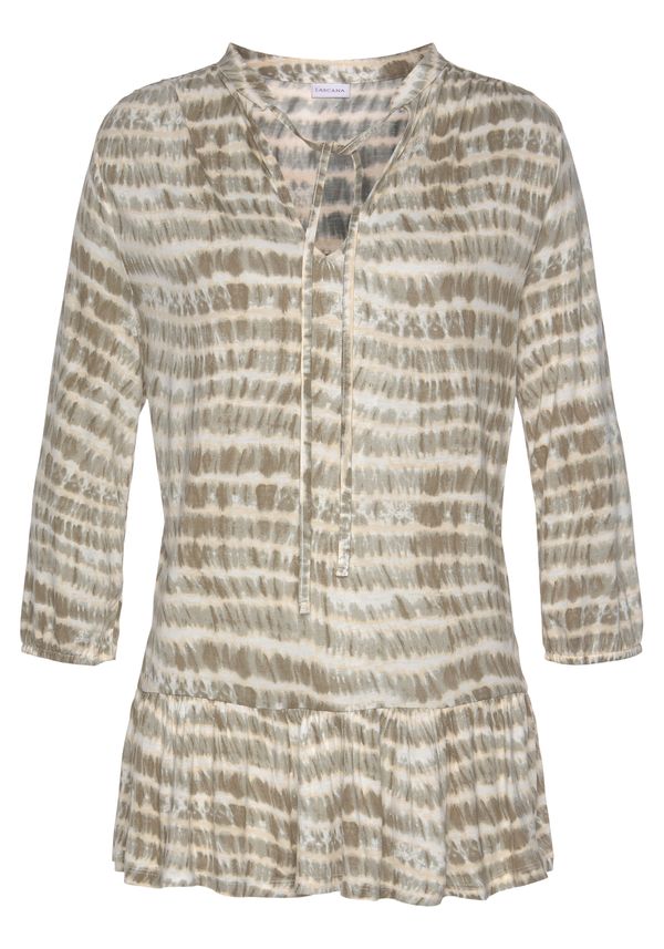 LASCANA LASCANA Тениска  бежово / зелено