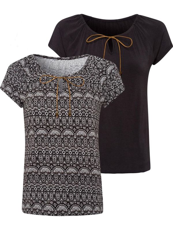 LASCANA LASCANA Тениска  черно / бяло