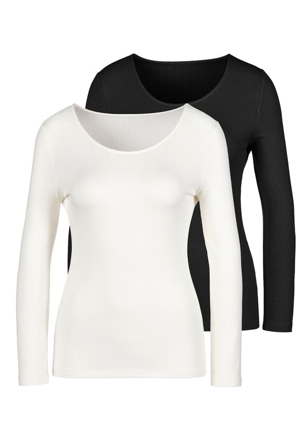 LASCANA LASCANA Тениска  черно / бяло